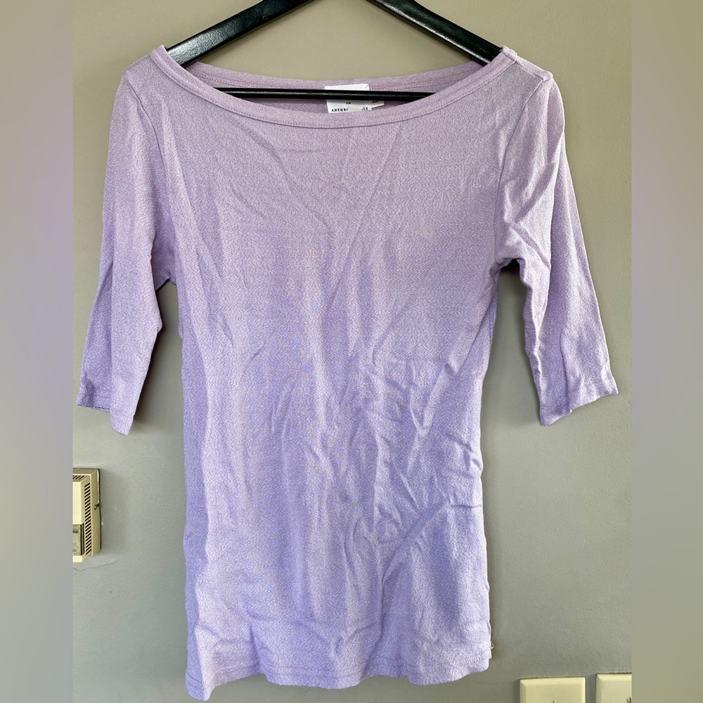 Michael Stars Light Purple 3/4 sleeve shirt size XS/S like new